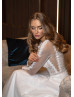 Long Sleeves Ivory Lace Bohemian Spotted Wedding Dress